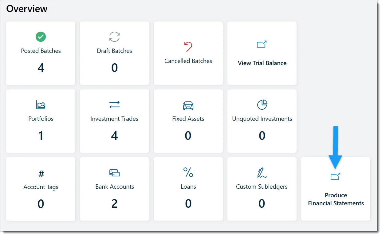 Financial statements screen