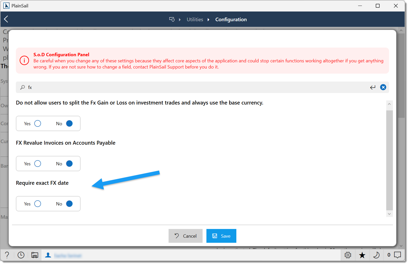 Require Exact FX Dates setting