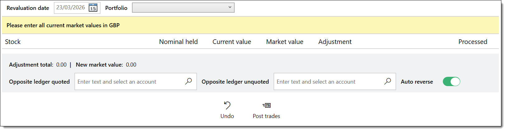 Portfolio revaluation results