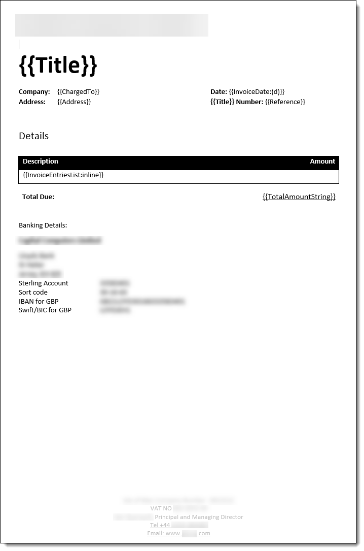 Invoice layout preview