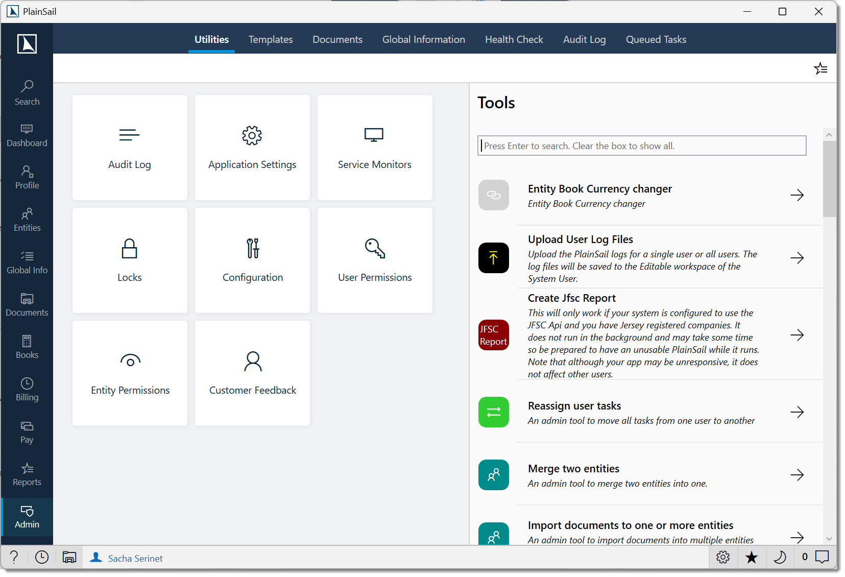 Admin overview sub-tabs