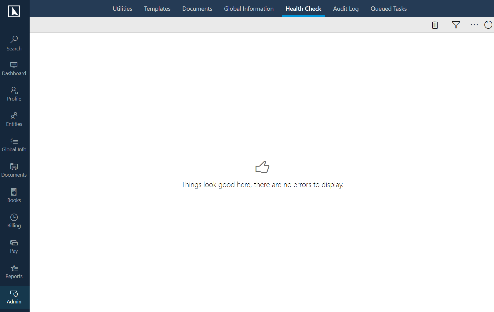 Health check error log