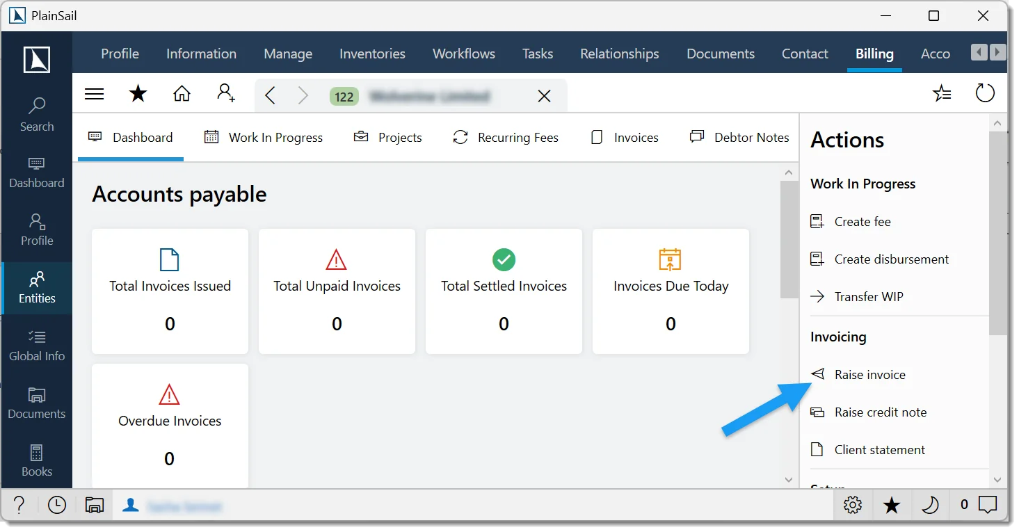 Ad-hoc invoicing per entity