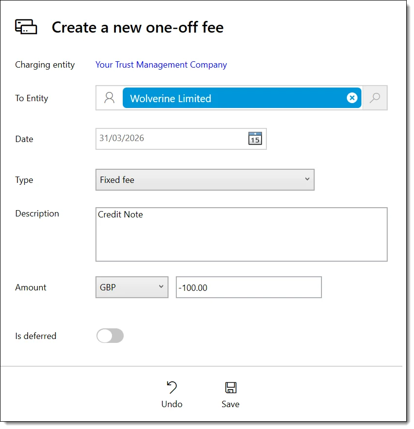 Raising a credit note