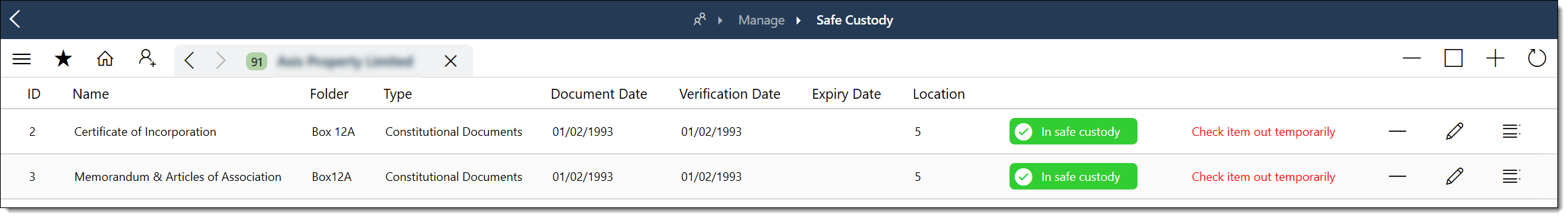 Safe custody and shares