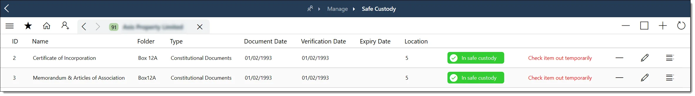 Safe custody and shares
