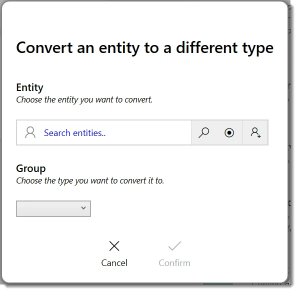 Entity conversion