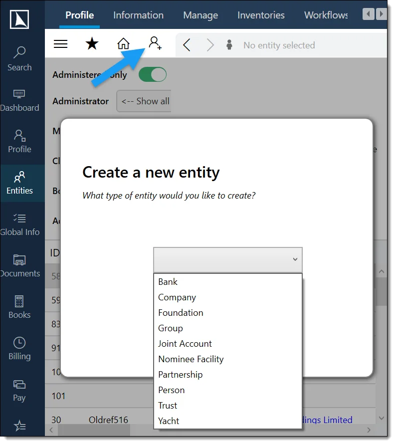 Creating entities
