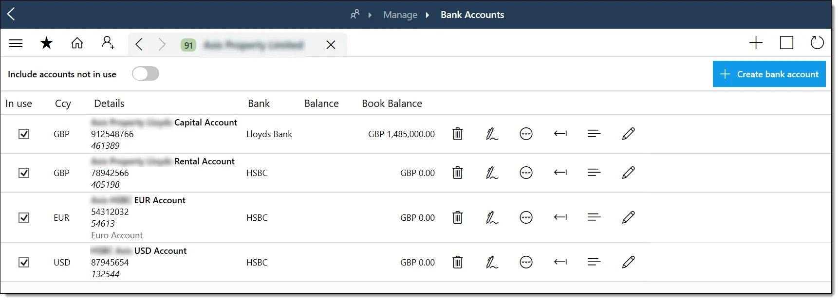 Bank accounts