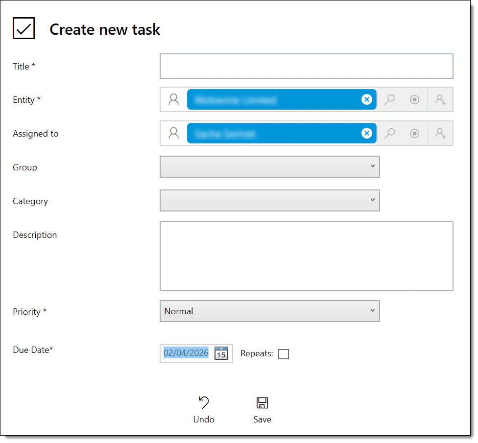 Creating a task