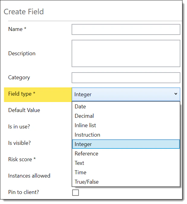 Supported field types