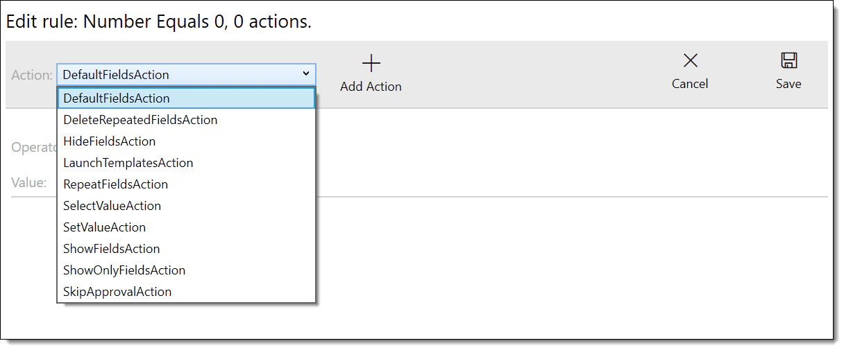 Rule actions step 3