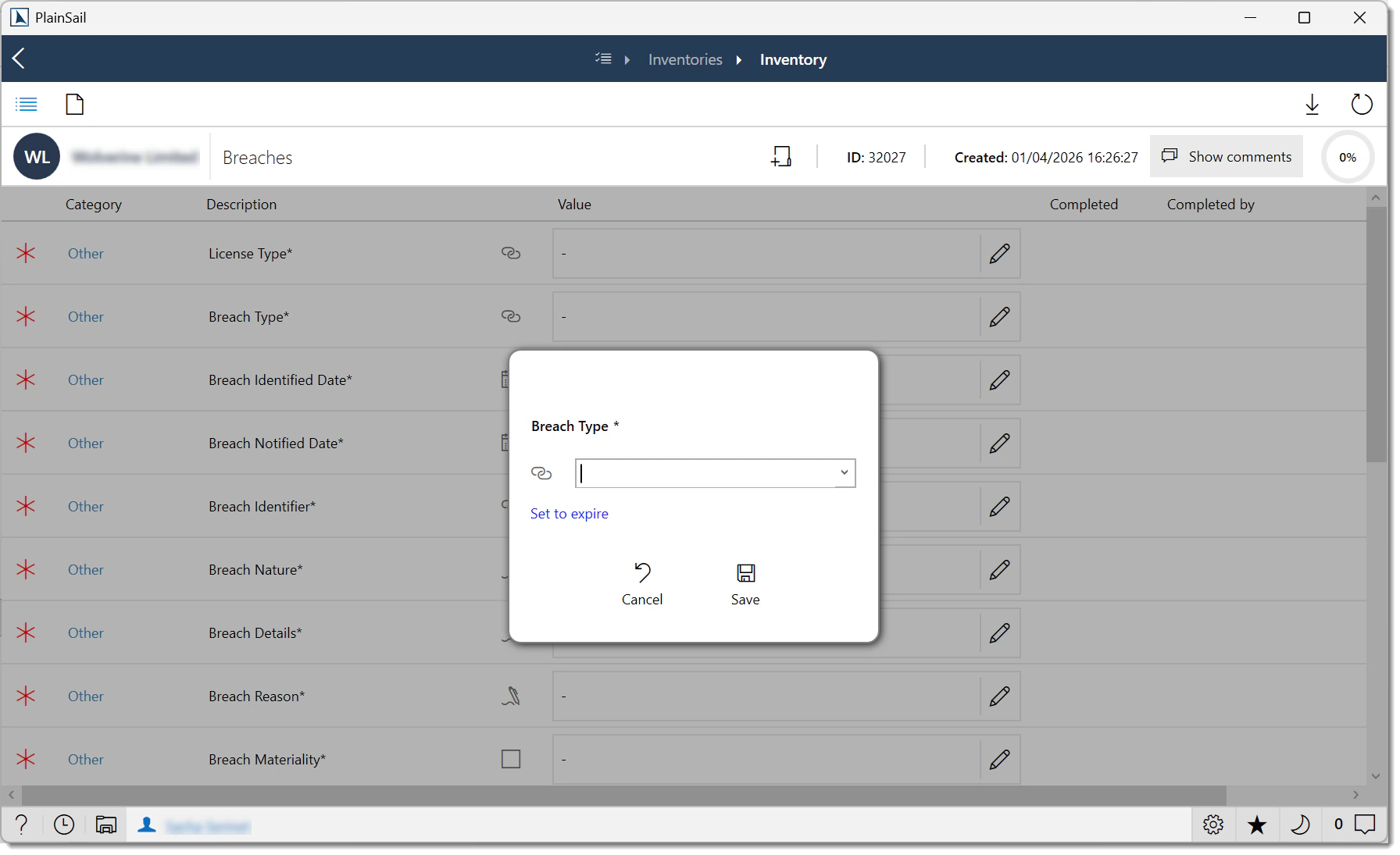 Property bag reference in inventory fields