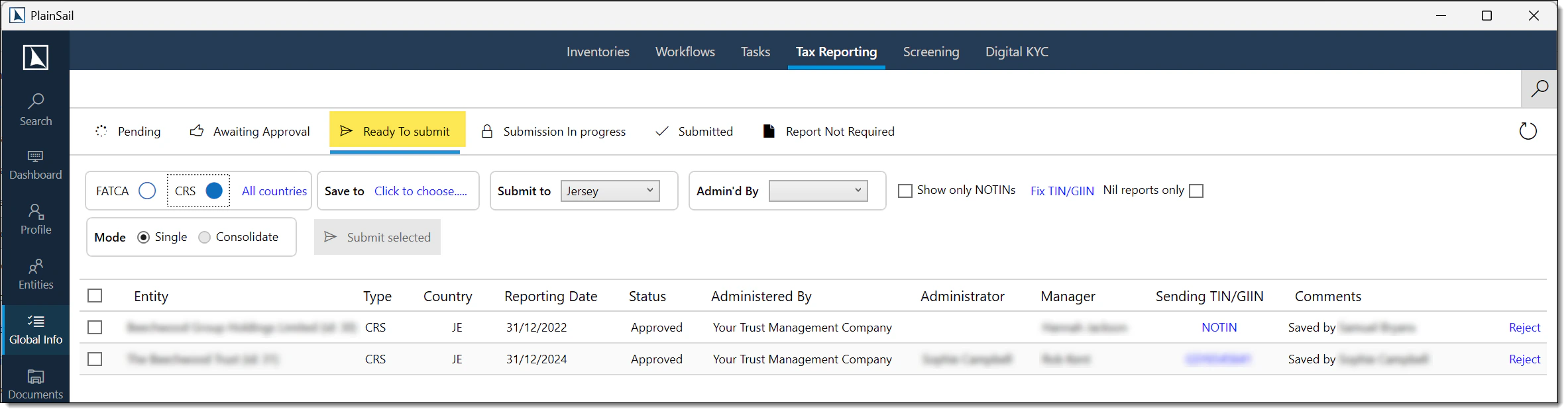 Submitting reports