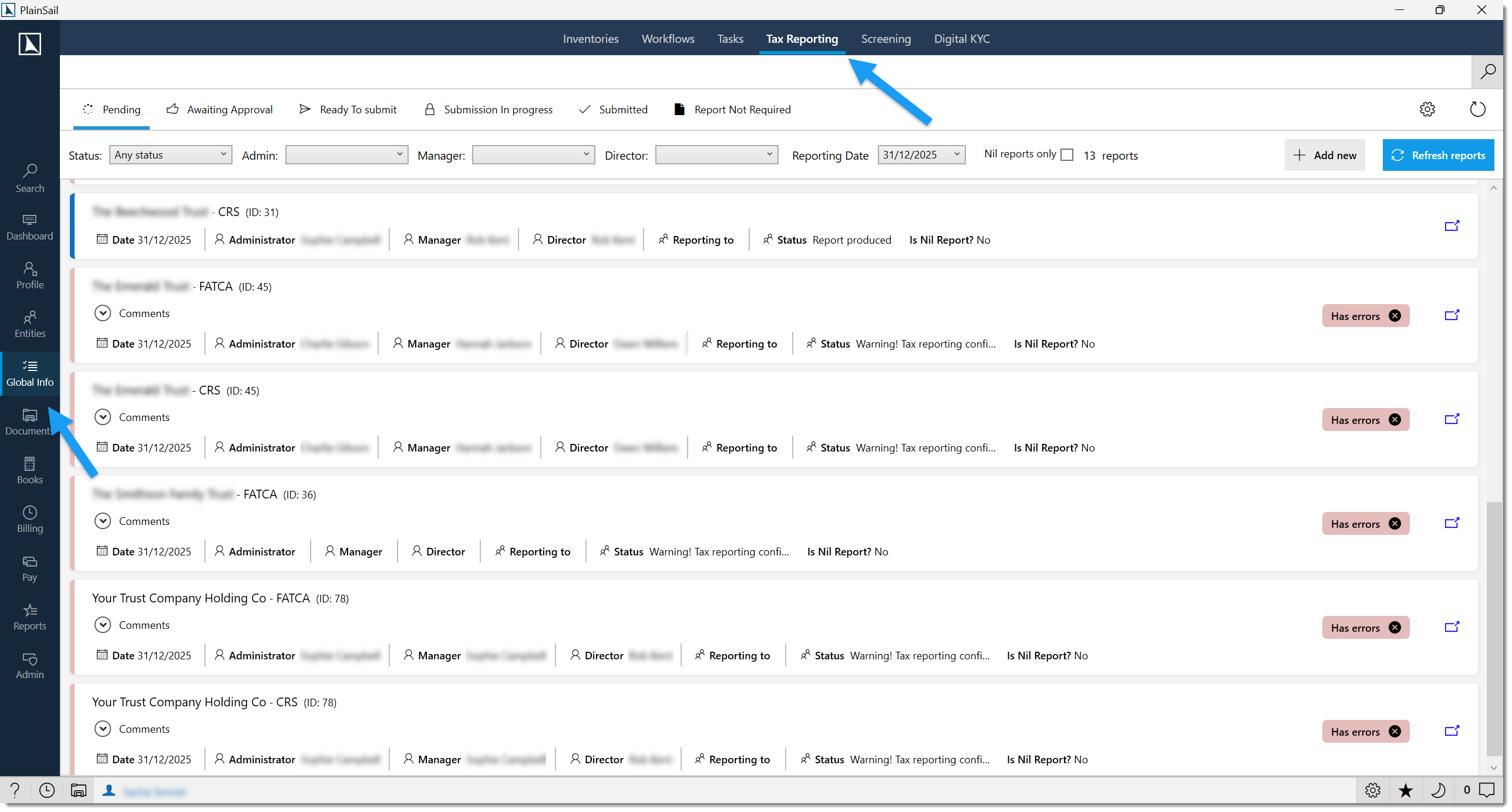 Creating report records