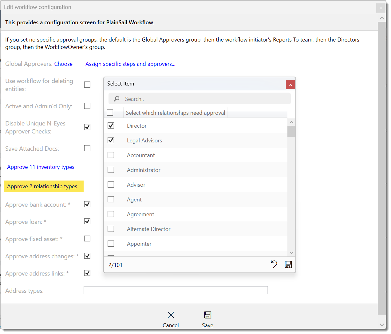 Configuring approvals step 3b