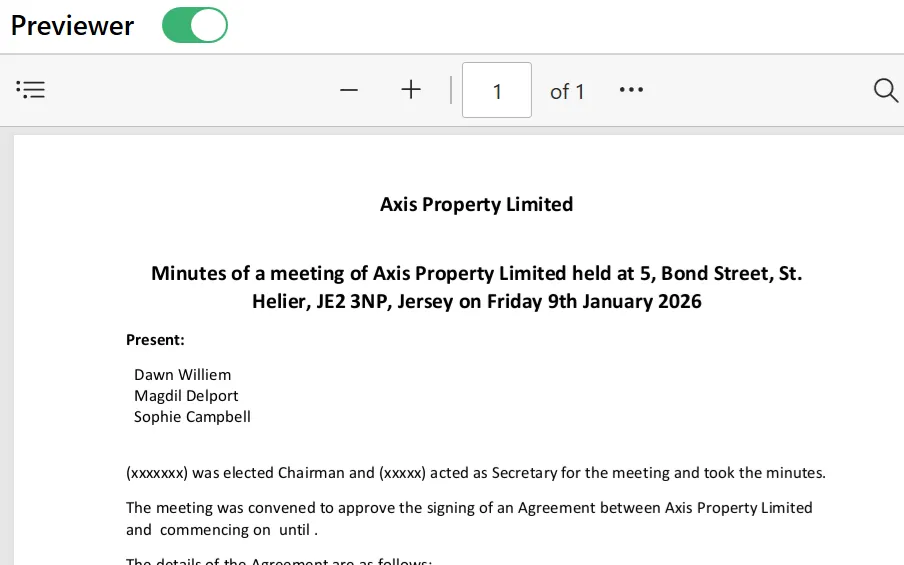 PlainSail in-browser document preview panel